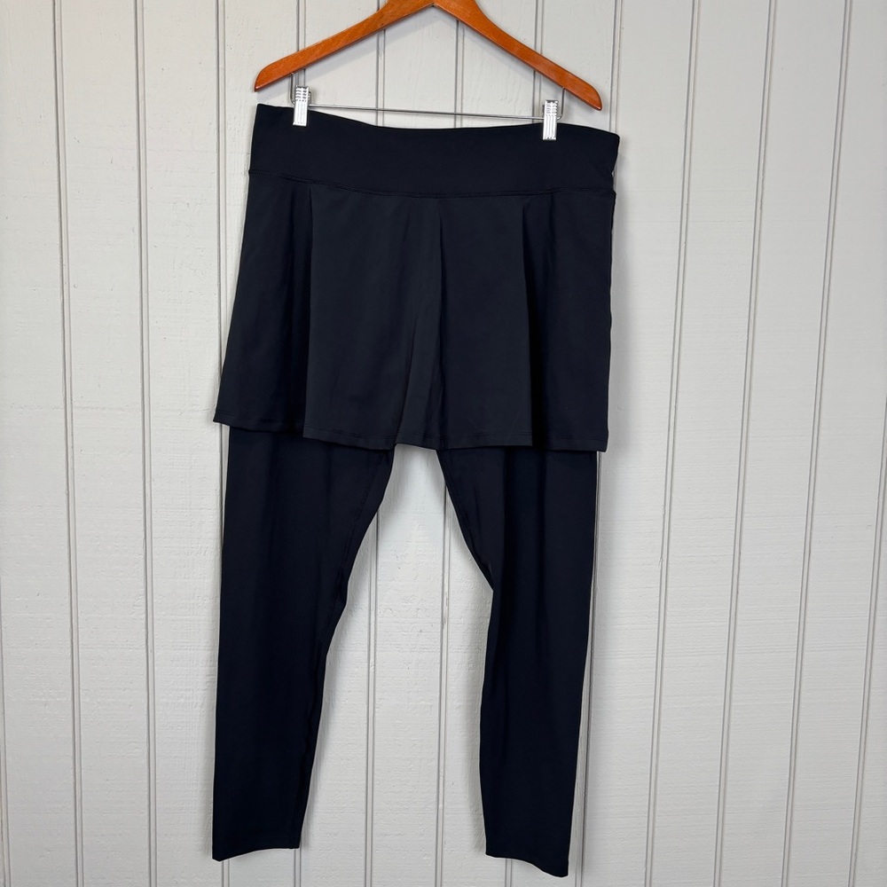 NWT ANIVIVO Black Elastic Waist Drawstring Skirted Leggings Size 3XL